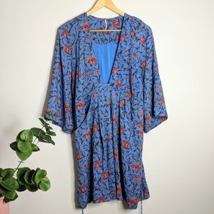 Free People | Tilla Mini Dress Blue Floral Boho